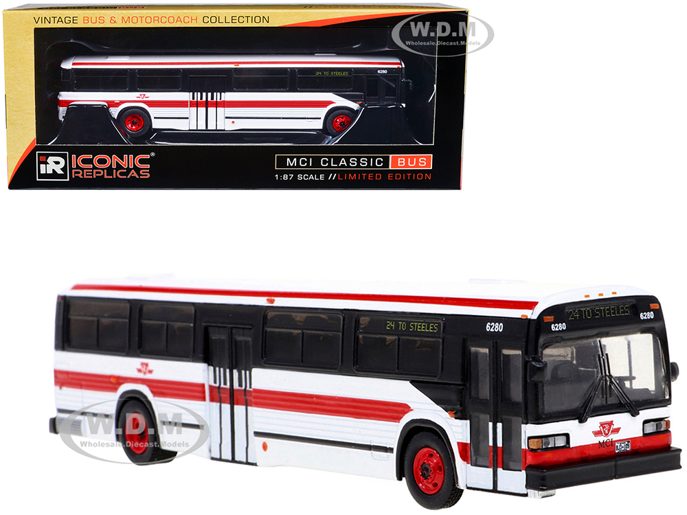 MCI Classic Transit Bus TTC Toronto "24 To Steeles" "Vintage Bus &amp; Motorcoach Collection" 1/87 Diecast Model by Iconic Replicas