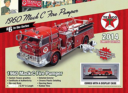 1960 Mack C Fire Pumper Truck Texaco 2014 Series 6 Limited Edition with Dalmation and Display Case 1/50 by Autoworld