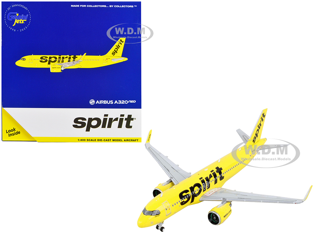 Airbus A320neo Commercial Aircraft Spirit Airlines Yellow 1/400 Diecast Model Airplane by GeminiJets
