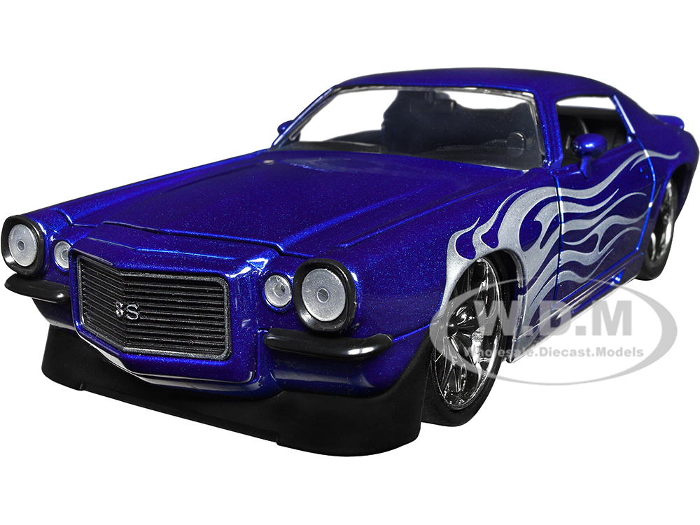 1971 Chevrolet Camaro SS Blue with Silver Flames "Bigtime Muscle" Series 1/24 Diecast Model Car by Jada