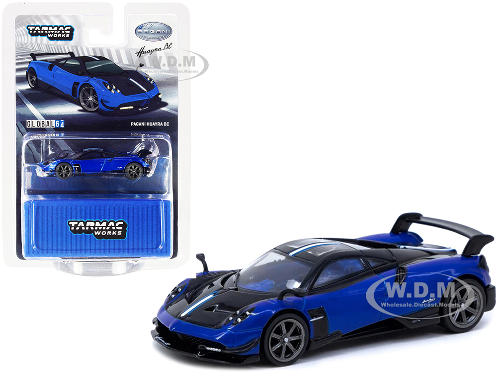 Pagani Huayra BC Blue Francia Metallic and Black with Stripes and Blue Interior 