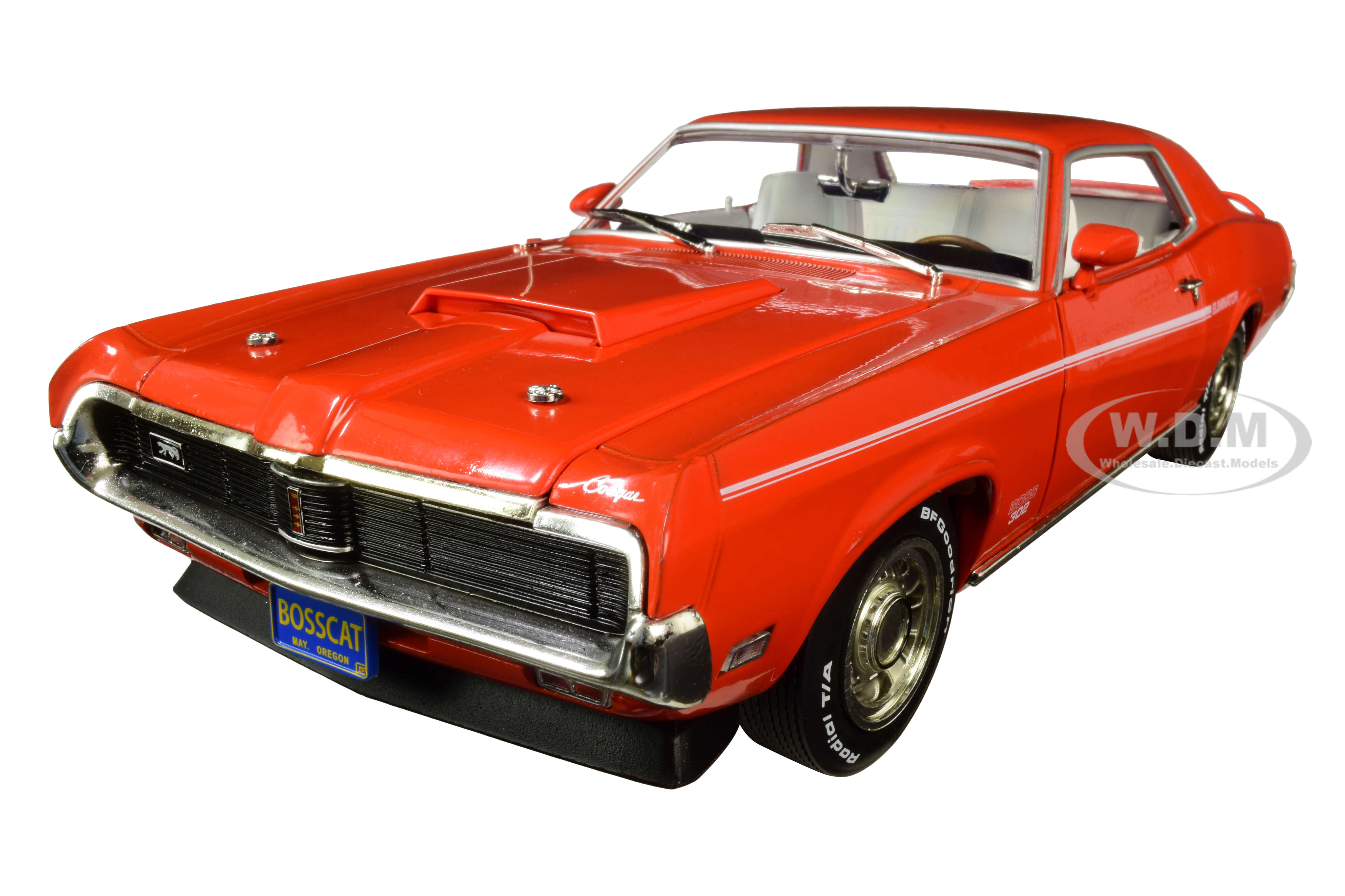 1969 Mercury Cougar Eliminator Hardtop Competition Orange With White Stripes "50th Anniversary Of The Boss Engines" (1969-2019) 1/18 Diecast Model Ca