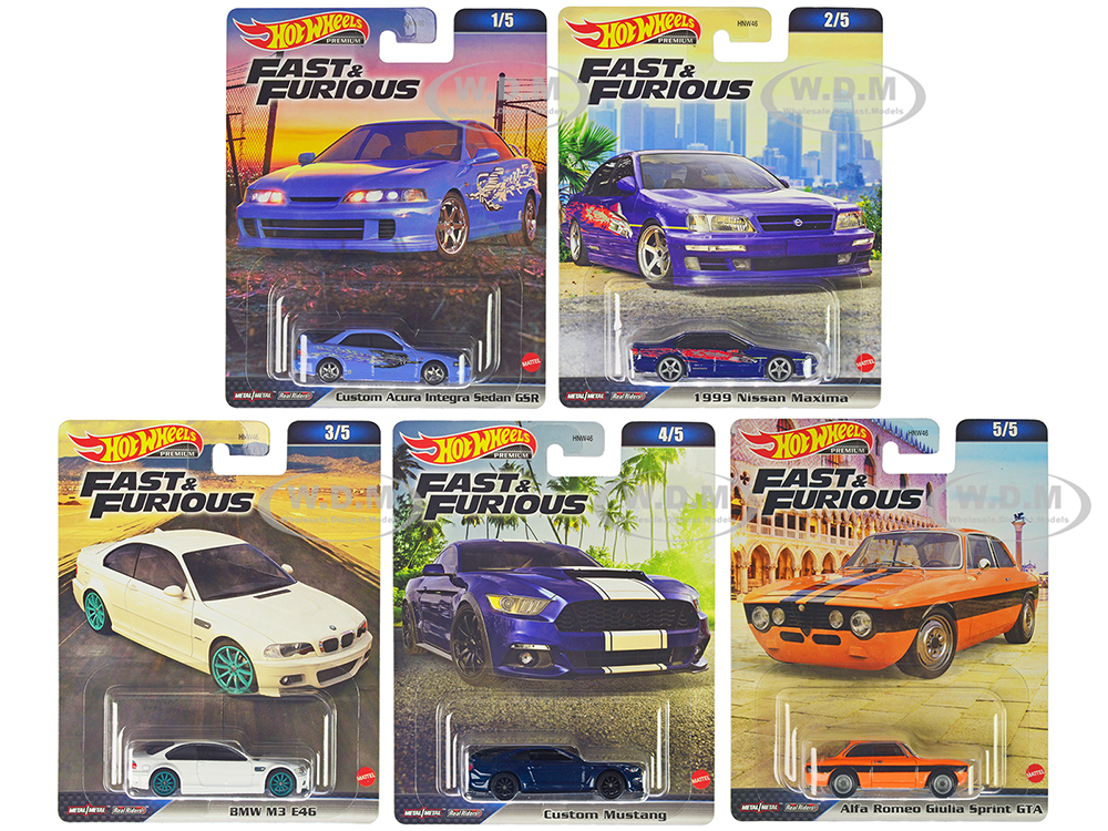 Fast & Furious 2023 5 piece Set C Diecast Model Cars by Hot Wheels