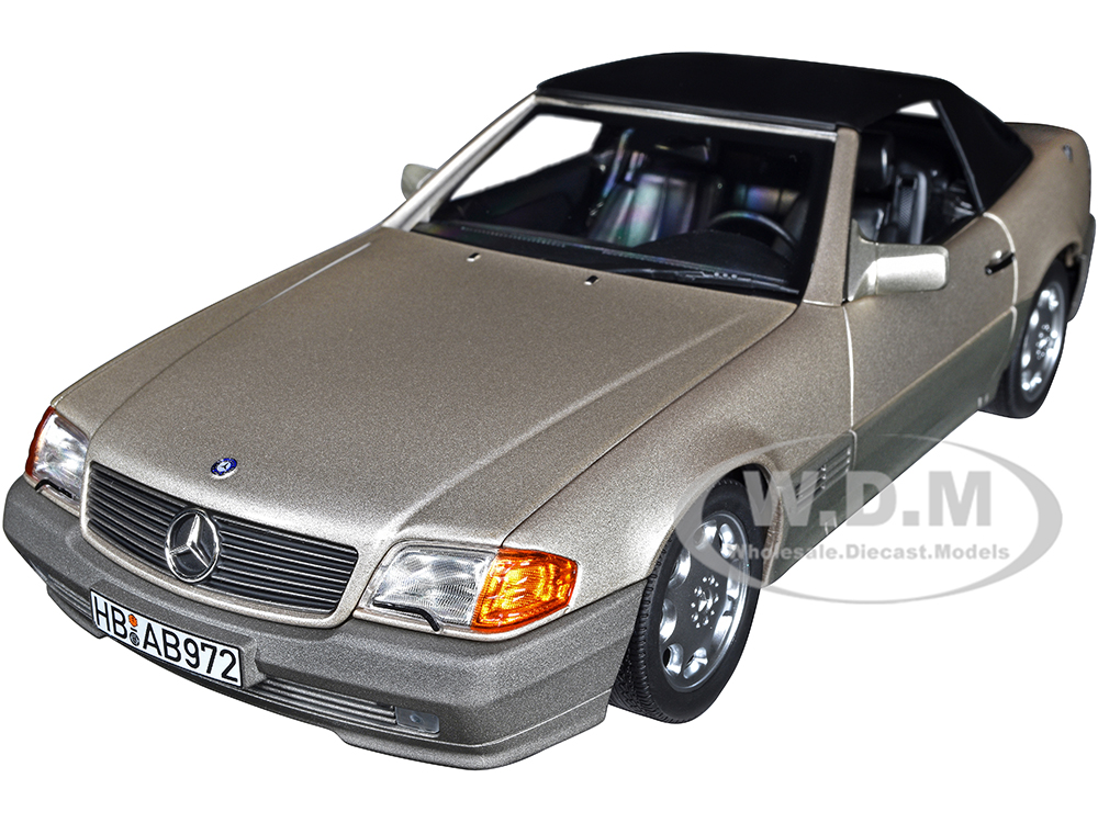 1989 Mercedes-Benz 500 SL Convertible Smoke Silver Metallic and Gray Metallic 1/18 Diecast Model Car by Norev