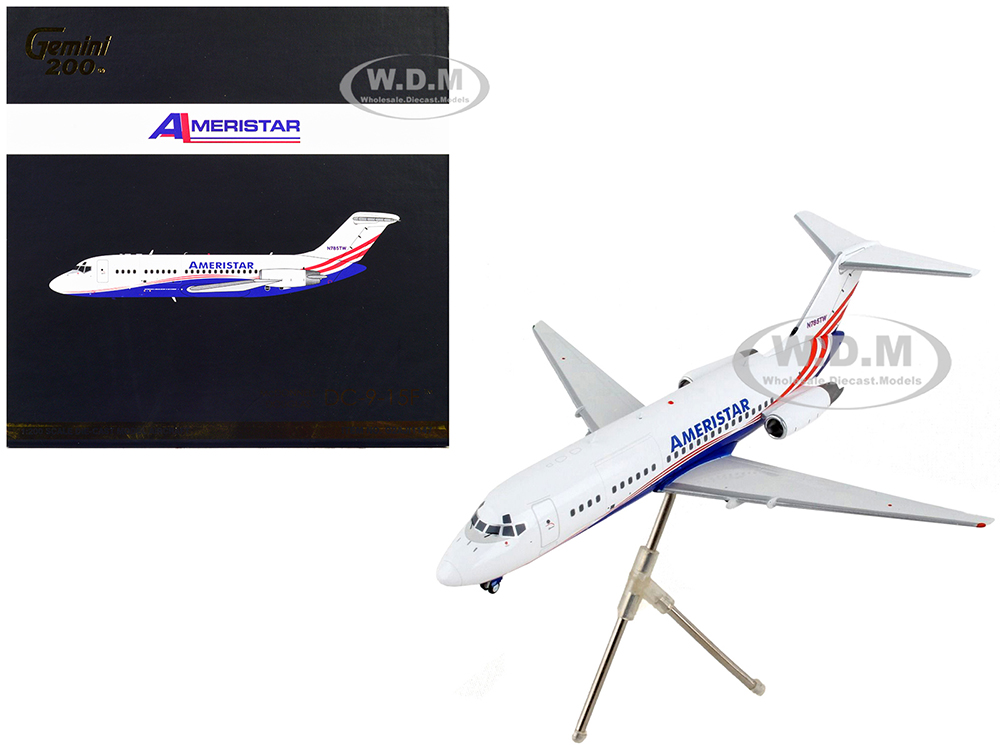 McDonnell Douglas DC-9-15F Commercial Aircraft "Ameristar Air Cargo" White with Blue and Red Stripes "Gemini 200" Series 1/200 Diecast Model Airplane