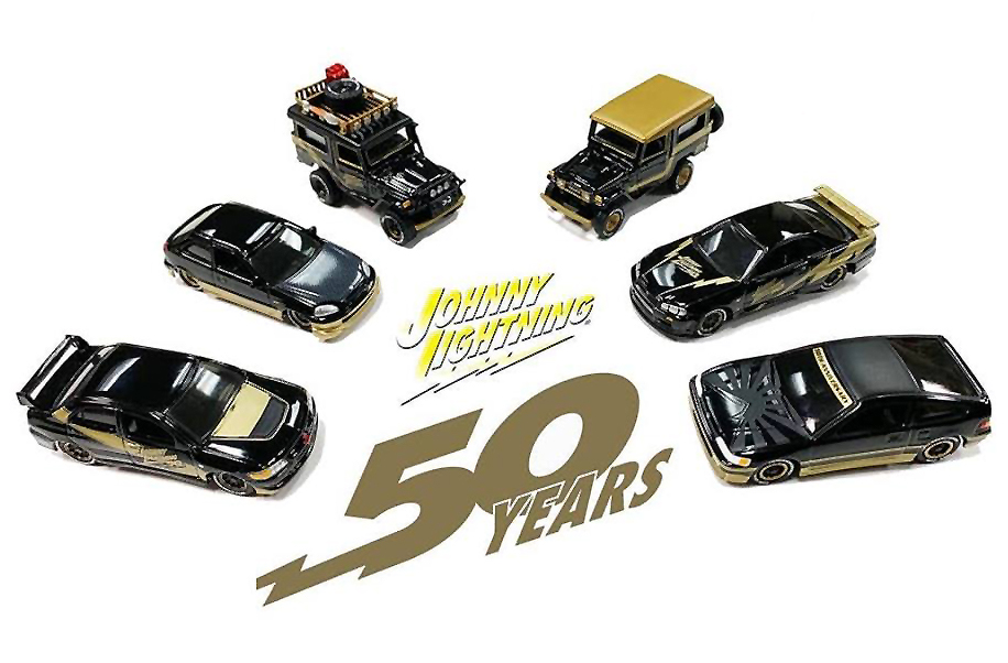 6 Piece Set "johnny Lightning 50th Anniversary" Limited Edition To 2400 Pieces Worldwide 1/64 Diecast Models By Johnny Lightning
