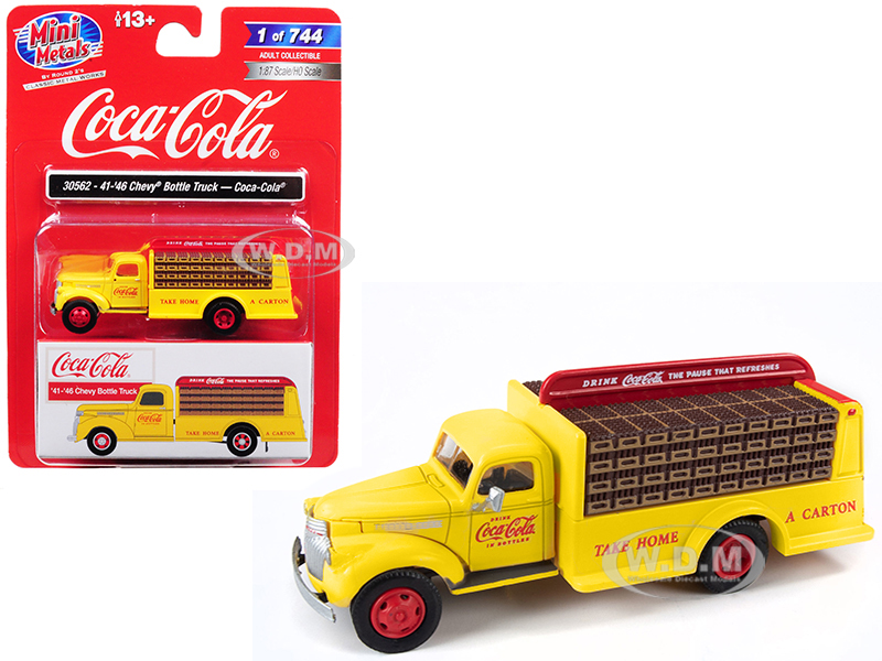 1941-1946 Chevrolet Delivery Bottle Truck "coca Cola" Yellow 1/87 (ho) Scale Model By Classic Metal Works