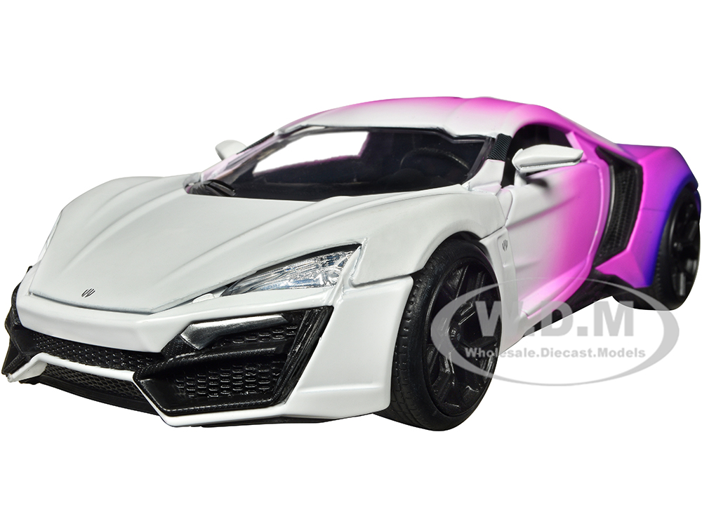 Lykan Hypersport White Pink And Purple Gradient Pink Slips Series 1/24 Diecast Model Car By Jada