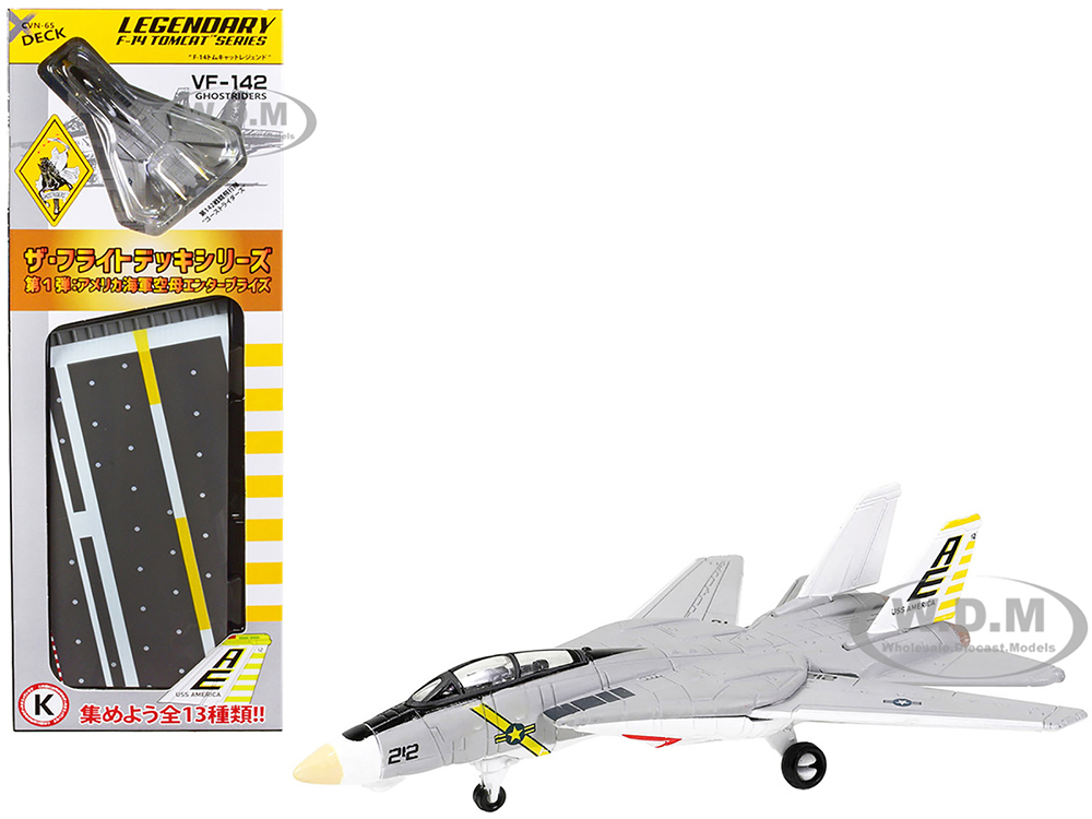 Grumman F-14B Tomcat Fighter Aircraft VF-142 Ghostriders and Section K of USS Enterprise (CVN-65) Aircraft Carrier Display Deck Legendary F-14 Tomcat Series 1/200 Diecast Model by Forces of Valor