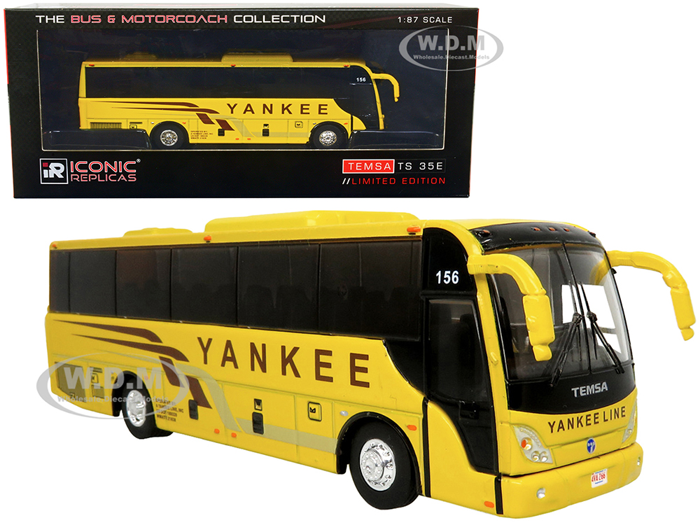 TEMSA TS 35E Coach Bus Yellow "Yankee Trails" "The Bus &amp; Motorcoach Collection" 1/87 Diecast Model by Iconic Replicas