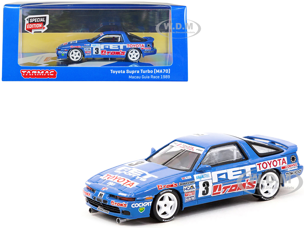 Toyota Supra Turbo (MA70) RHD (Right Hand Drive) #3 Geoff Lees Macau Guia Race (1989) Special Edition Hobby64 Series 1/64 Diecast Model Car by Tarmac Works