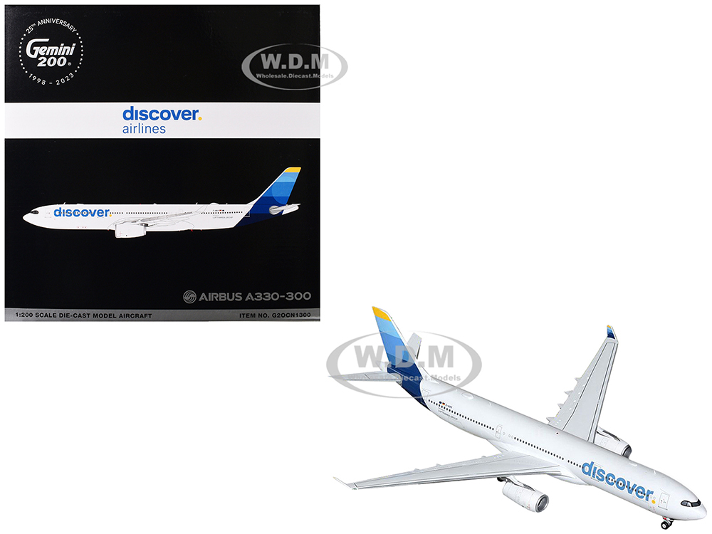 Airbus A330-300 Commercial Aircraft Discover Airlines (D-AIKK) White with Blue Tail Gemini 200 Series 1/200 Diecast Model Airplane by GeminiJets