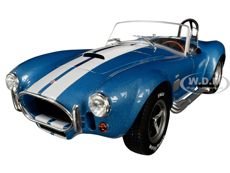 1965 Shelby Cobra A/C 427 MKII Blue Metallic with White Stripes 1/18 Diecast Model Car by Solido