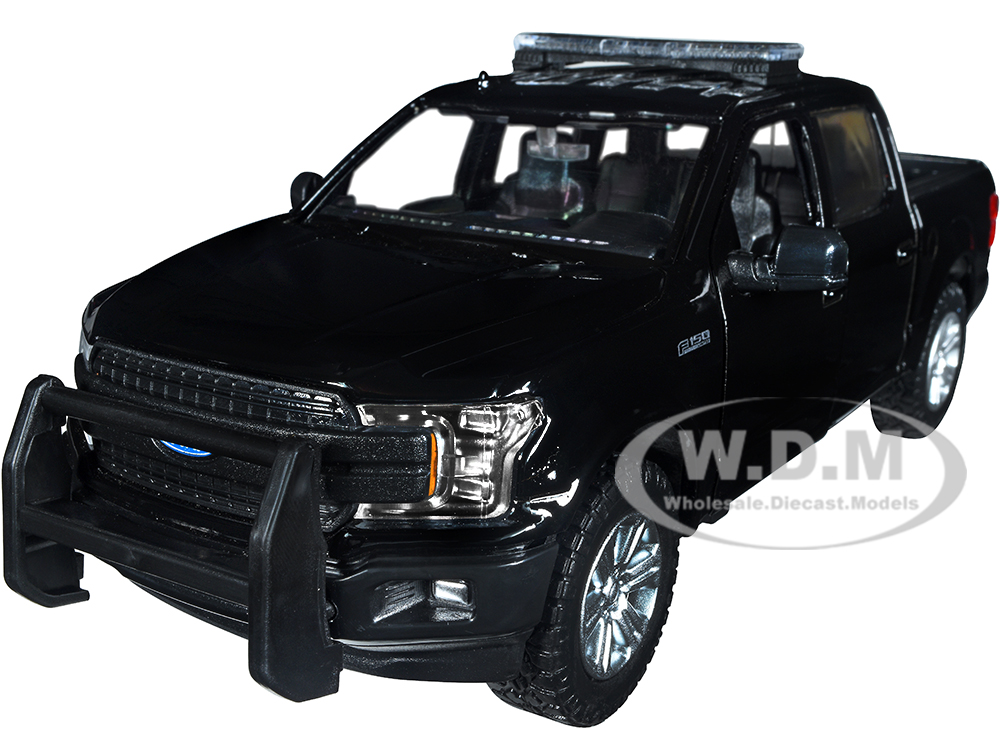 2019 Ford F-150 Lariat Crew Cab Pickup Truck Unmarked Plain Black "Law Enforcement and Public Service" Series 1/24 Diecast Model Car by Motormax