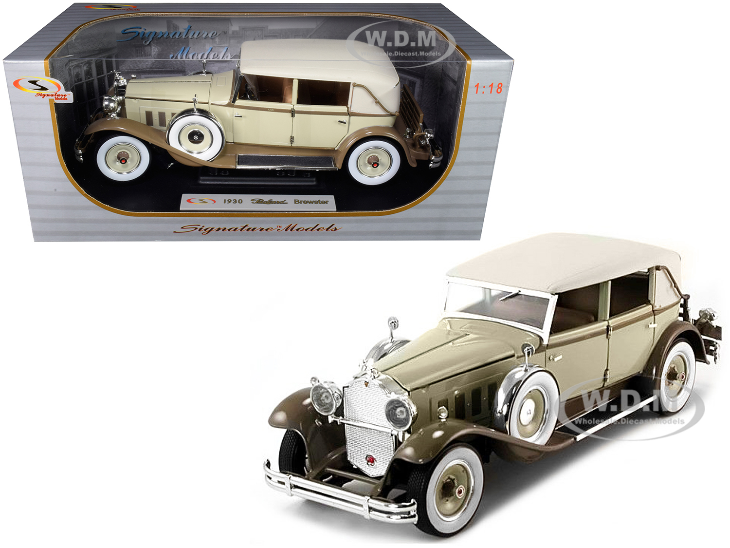 1930 Packard Brewster Tan and Coffee Brown 1/18 Diecast Model Car by Signature Models