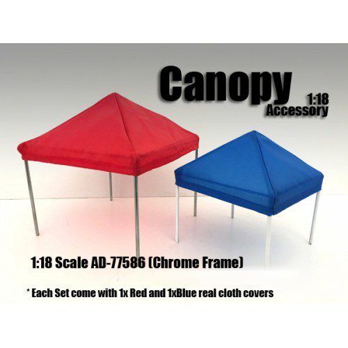 Canopy Accessory Blue And Red With 1 Chrome Frame 118 Scale By American Diorama