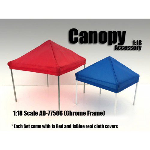 Image of Canopy Accessory Blue and Red with 1 Chrome Frame 118 Scale by American Diorama