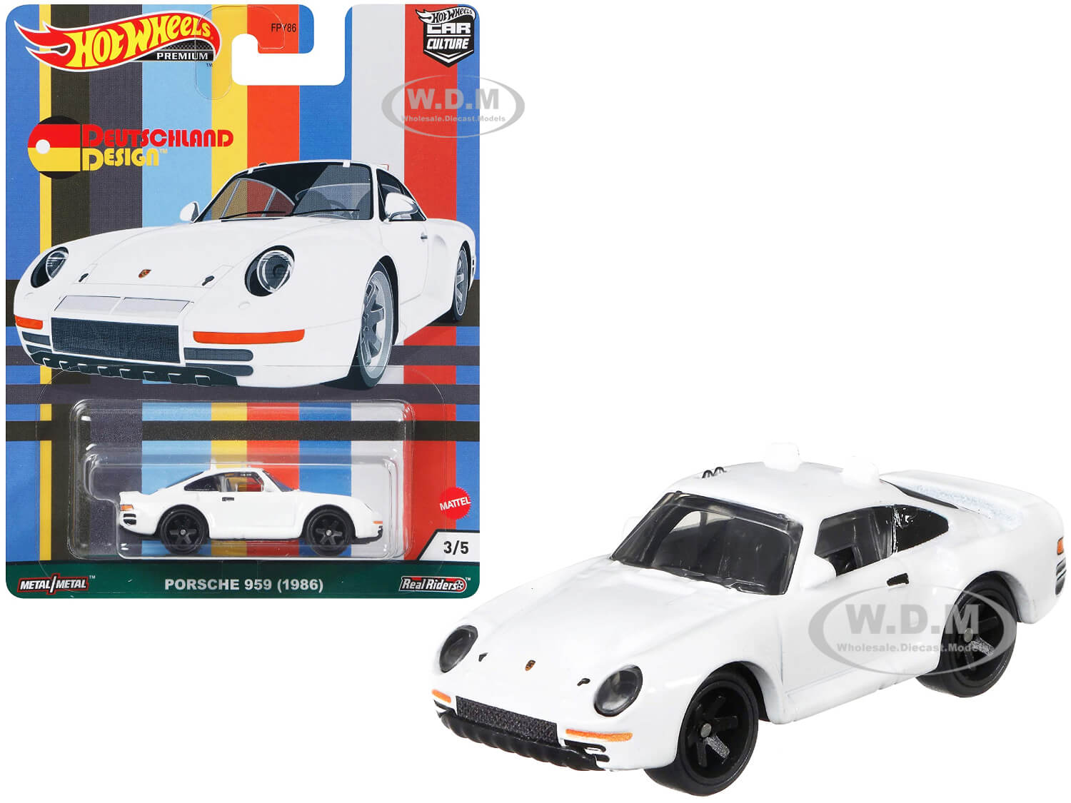 1986 Porsche 959 White Deutschland Design Series Diecast Model Car By Hot Wheels