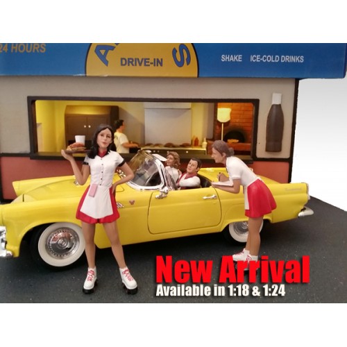 Carhop Waitress Brittany And Grace 2 Piece Figure Set For 1/18 Scale Models By American Diorama