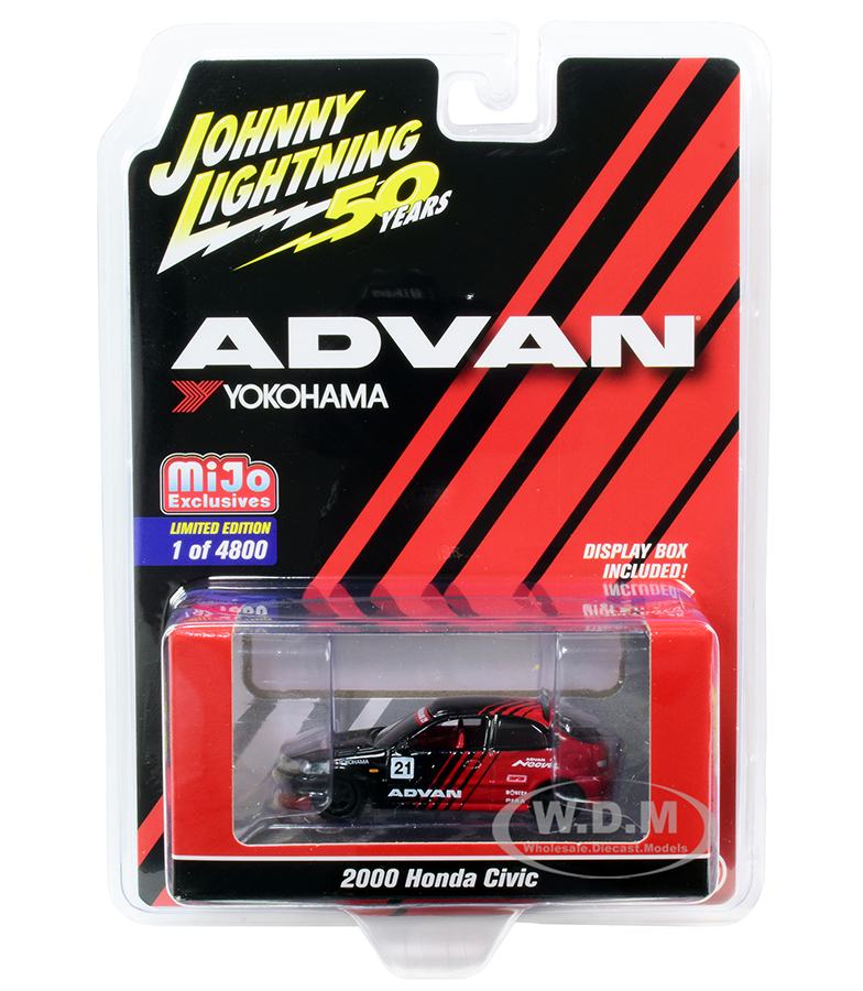 2000 Honda Civic 21 "ADVAN Yokohama" "Johnny Lightning 50th Anniversary" Limited Edition to 4800 pieces Worldwide 1/64 Diecast Model Car by Johnny Li