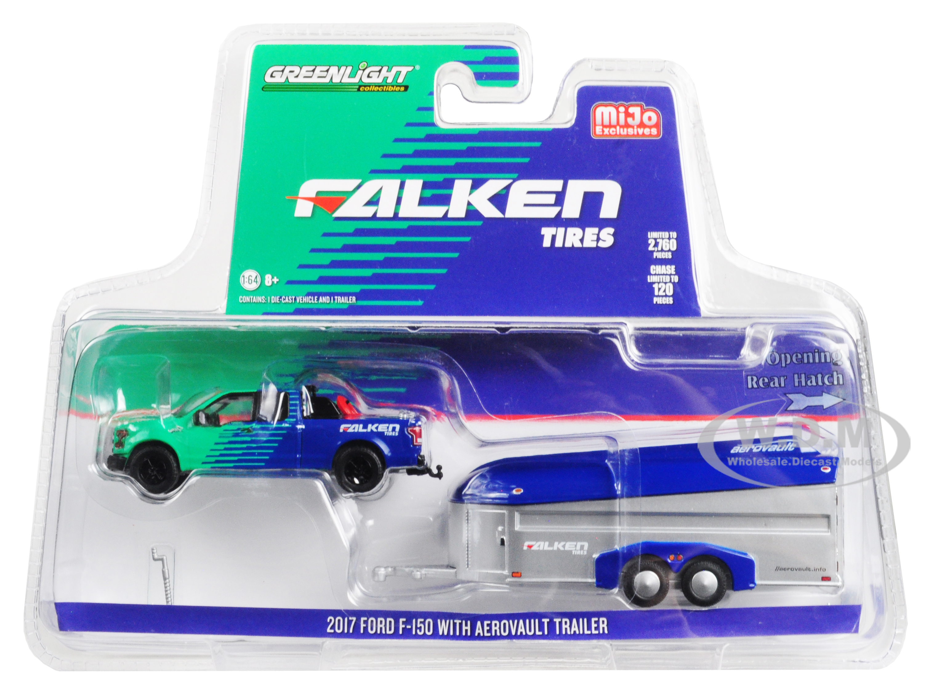2017 Ford F-150 Pickup Truck and Aerovault Trailer "Falken Tires" Limited Edition to 2760 pieces Worldwide 1/64 Diecast Model Car by Greenlight