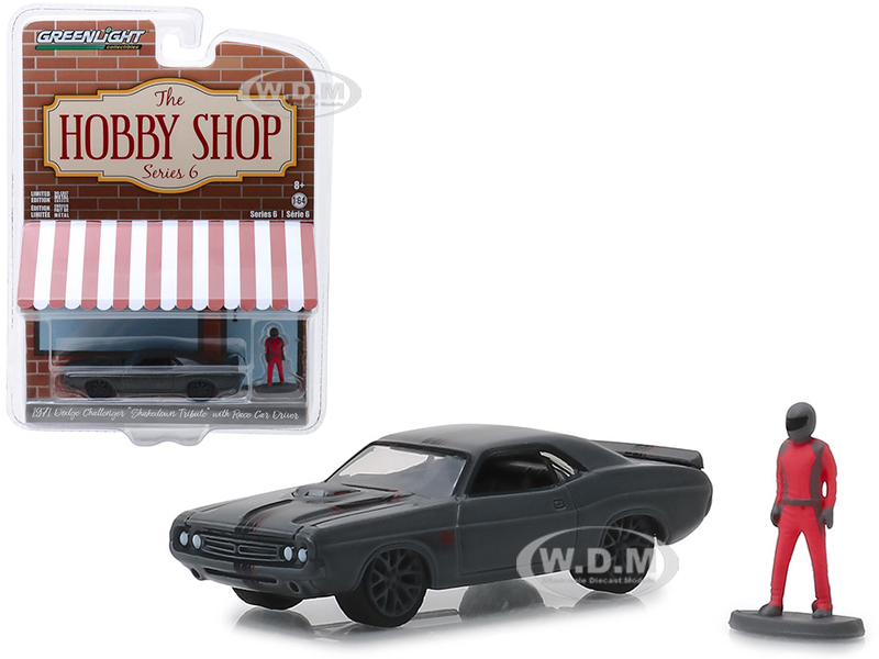 1971 Dodge Challenger "shakedown Tribute" (sema Concept) Metallic Gray With Race Car Driver Figure "the Hobby Shop" Series 6 1/64 Diecast Model Car B