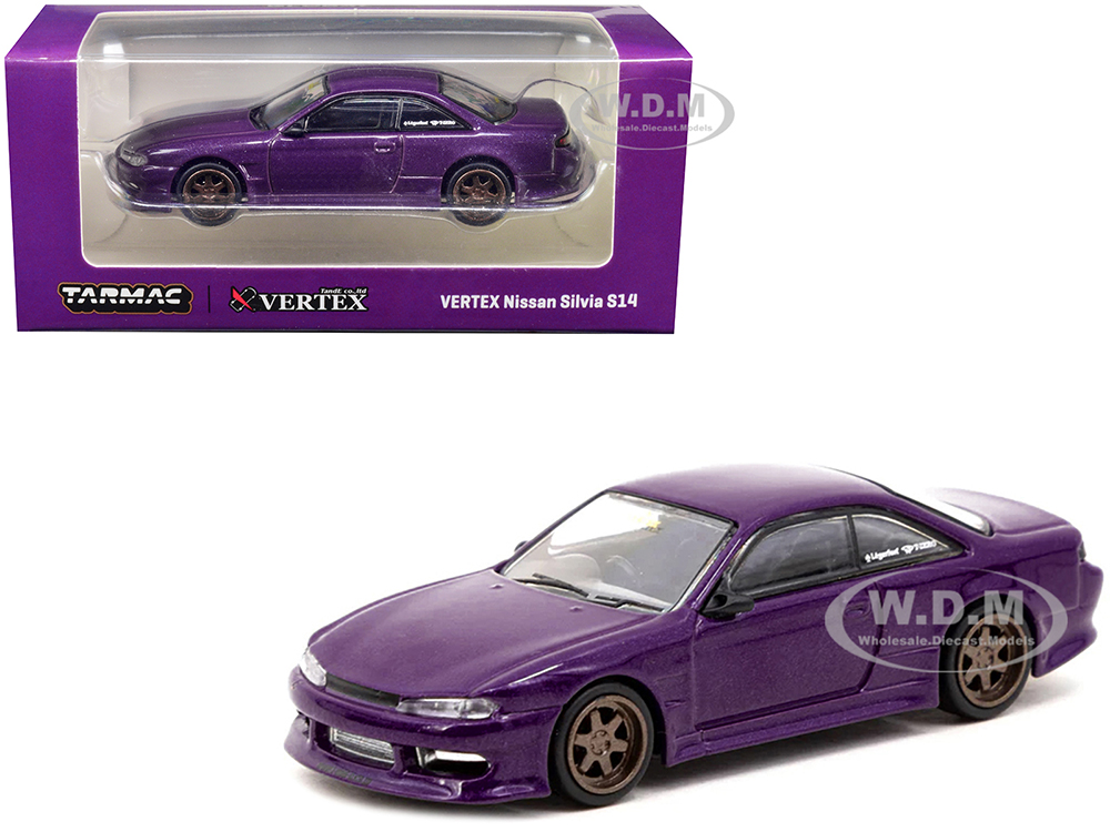 Nissan VERTEX Silvia S14 RHD (Right Hand Drive) Purple Metallic "Global64" Series 1/64 Diecast Model Car by Tarmac Works
