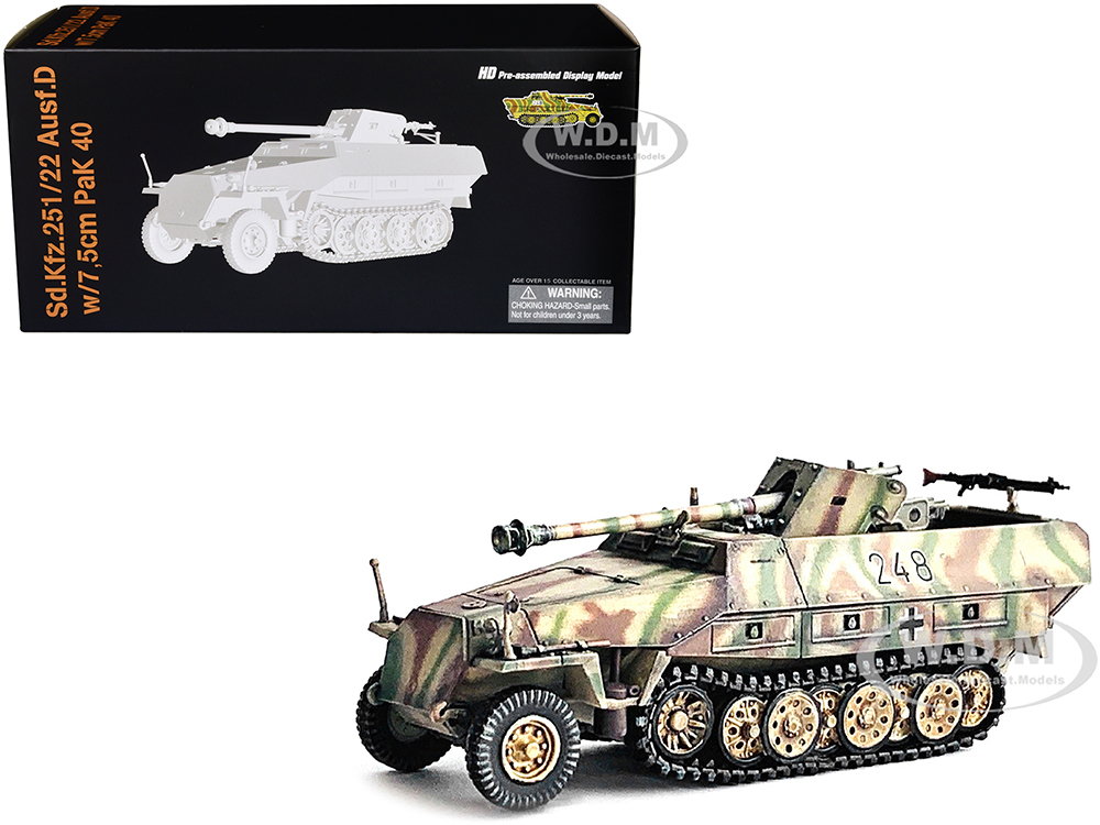 German Sd.Kfz. 251/22 Ausf.D Half-Tracked Armored Vehicle with 7.5cm PaK 40 Anti-Tank Gun 