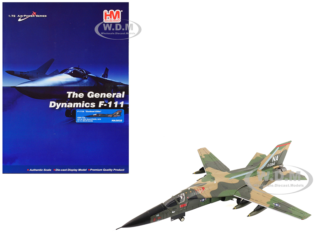 General Dynamics F-111A Aardvark Aircraft 347th TFW 430th TFS 67-0094 Gunboat Killer Korat RTAB Thailand (1975) United States Air Force Air Power Series 1/72 Diecast Model by Hobby Master