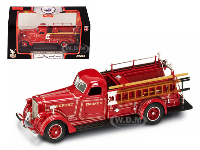 Image of 1939 American LaFrance B-550RC Fire Engine Red 1/43 Diecast Car Model by Road Signature