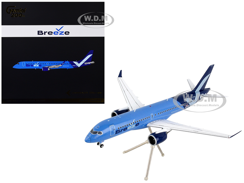 Embraer ERJ-195 Commercial Aircraft "Breeze Airways" Blue "Gemini 200" Series 1/200 Diecast Model Airplane by GeminiJets