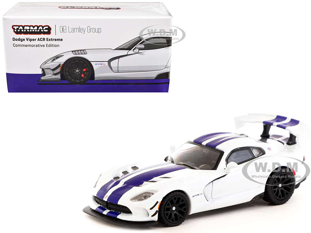 Dodge Viper ACR Extreme Commemorative Edition White with Blue Stripes "Lamley Group Special Edition" "Global64" Series 1/64 Diecast Model Car by Tarm