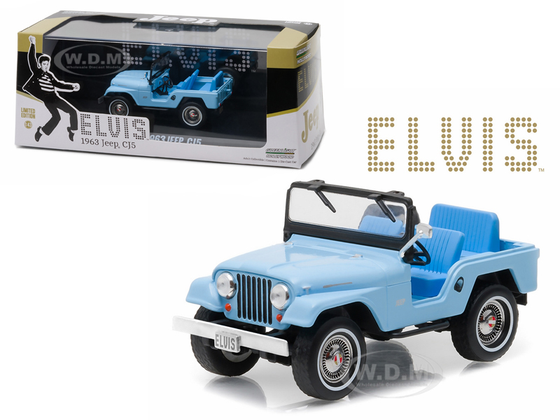 Image of 1963 Jeep CJ5 Sierra Blue Elvis Presley (1935-1977) 1/43 Diecast Model Car by Greenlight