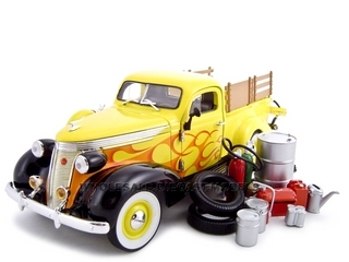 1937 Studebaker Pickup Yellow With Accessories 1/24 Diecast Car by Unique Replicas