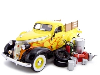 1937 Studebaker Pickup Yellow With Accessories 1/24 Diecast Car By Unique Replicas