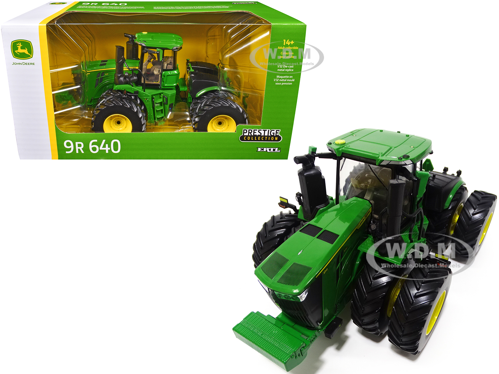 John Deere 9R 640 Tractor with Dual Wheels Green Prestige Collection 1/32 Diecast Model by ERTL TOMY