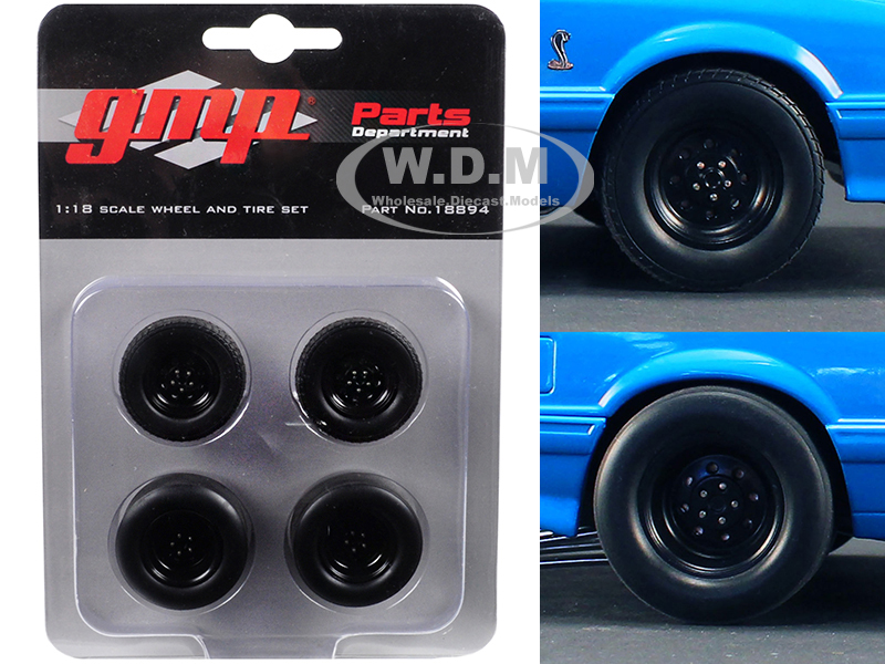Image of Wheels and Tires Set of 4 from 1993 Ford Mustang Cobra 1320 Drag Kings "King Snake" 1/18 by GMP