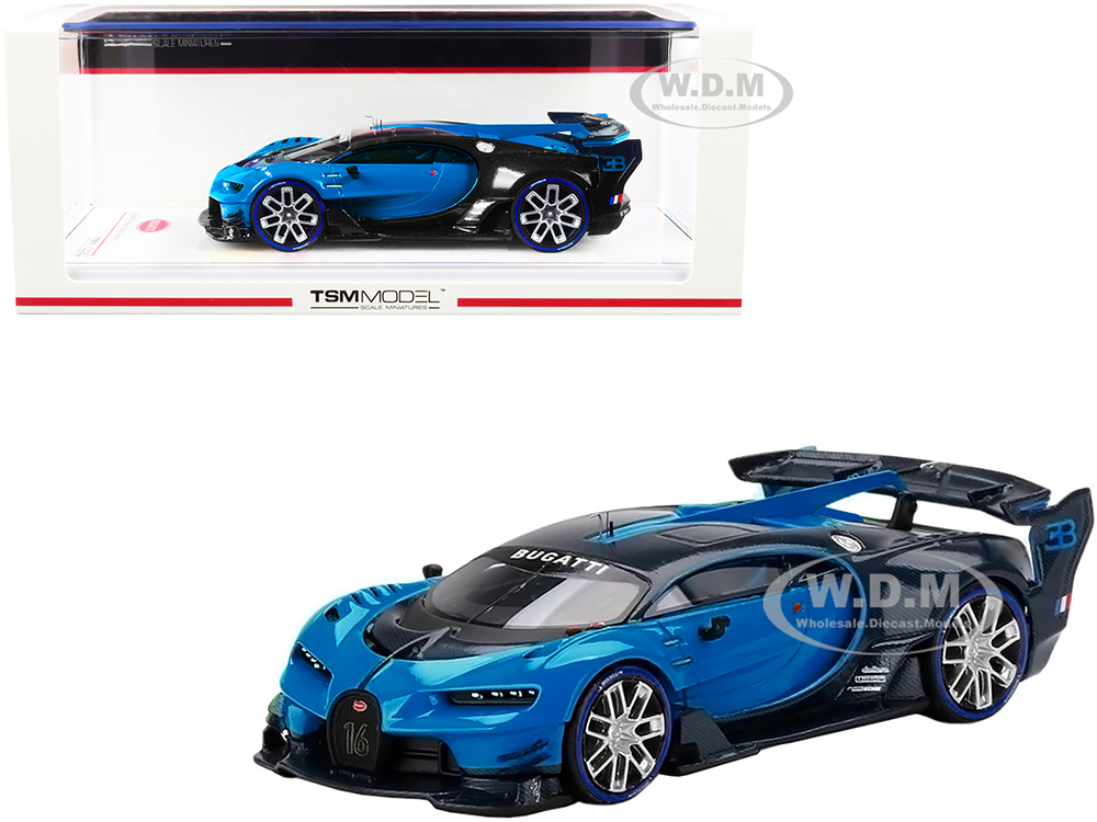 Bugatti Vision Gran Turismo Light Blue and Blue Carbon 1/43 Model Car by True Scale Miniatures