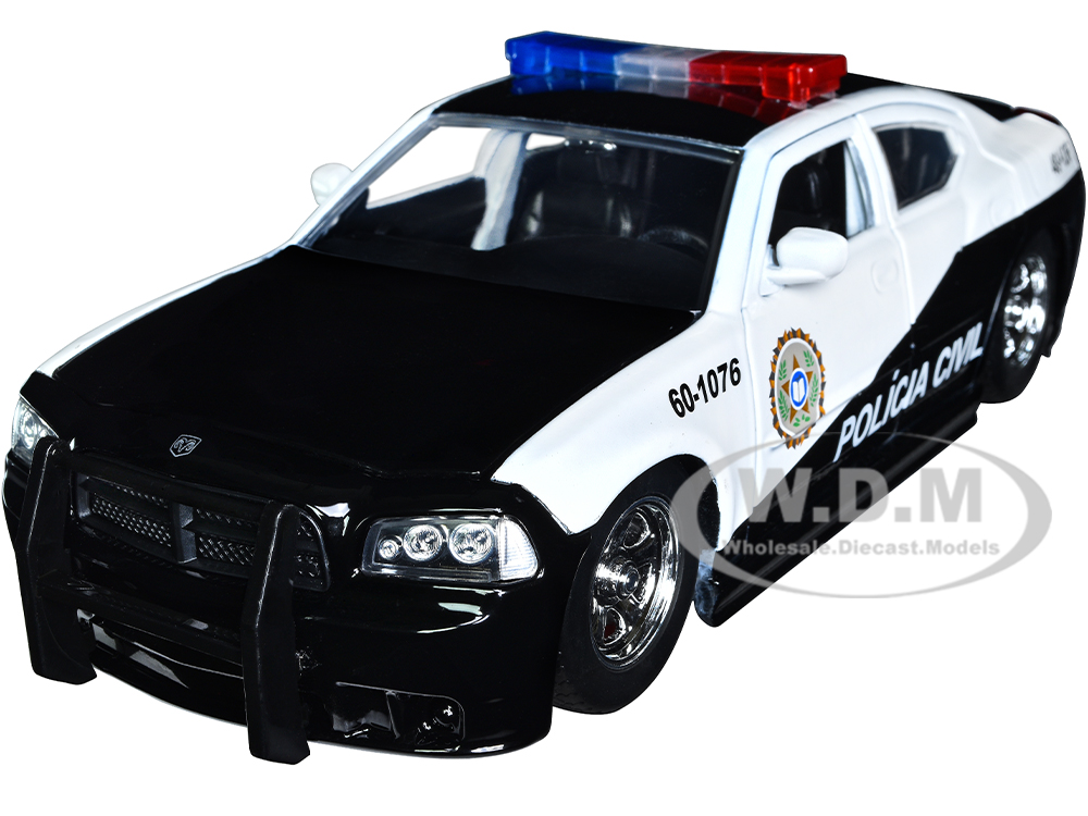 2006 Dodge Charger Police Black and White Policia Civil Fast & Furious Series 1/24 Diecast Model Car by Jada