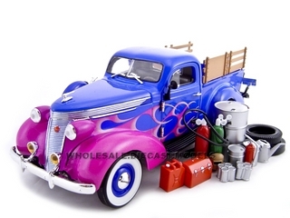 1937 Studebaker Pickup Blue With Accessories 1/24 Diecast Car By Unique Replicas