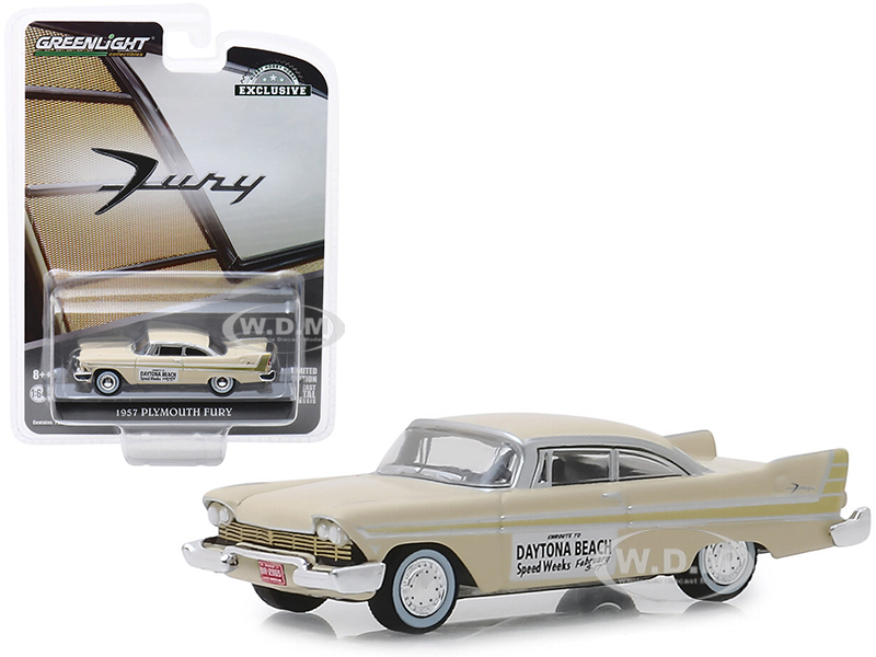 1957 Plymouth Fury Cream "Daytona Beach Speed Weeks February 3-17 1957" "Hobby Exclusive" 1/64 Diecast Model Car by Greenlight