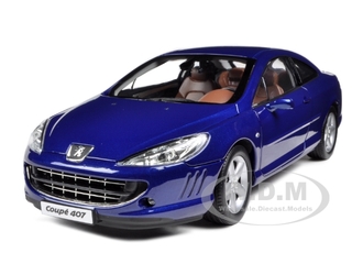 2005 Peugeot 407 Coupe Blue 1/18 Diecast Model Car By Norev