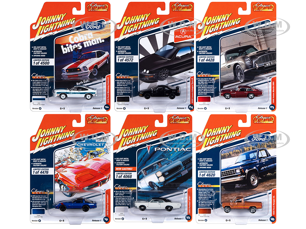 "Classic Gold Collection" 2023 Set B of 6 Cars Release 1 1/64 Diecast Model Cars by Johnny Lightning