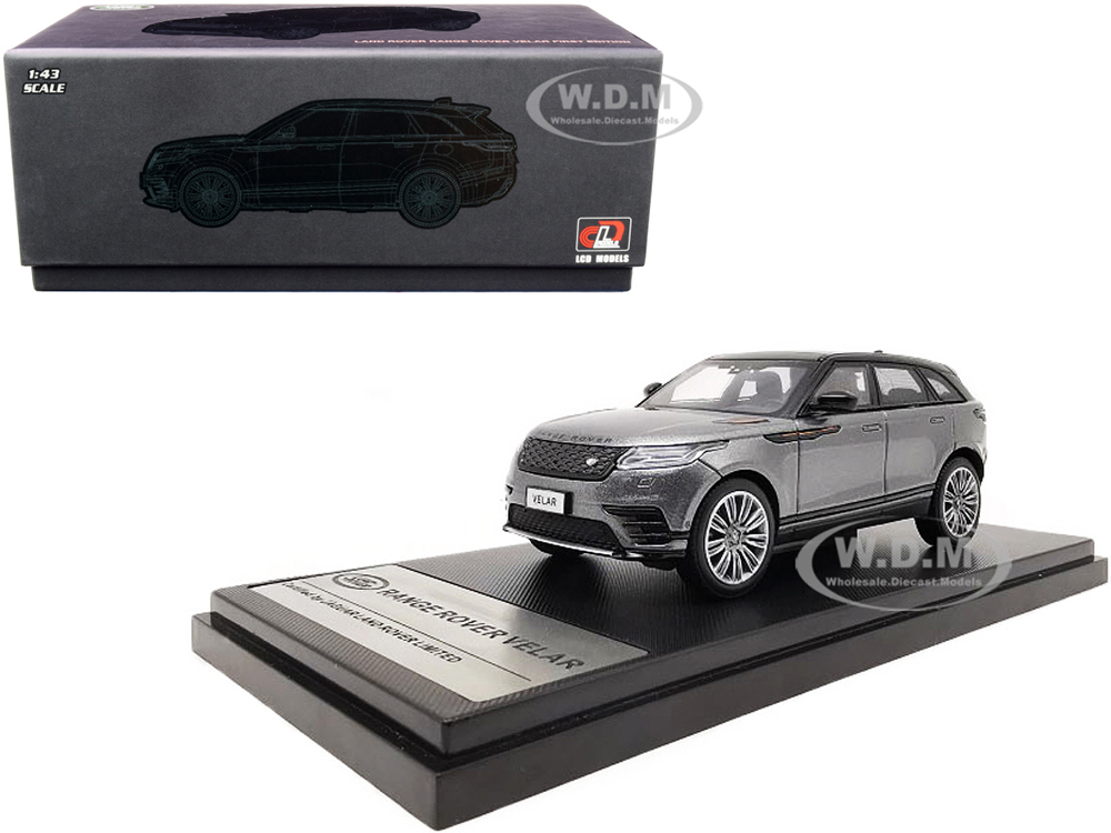 Land Rover Range Rover Velar First Edition with Sunroof Gray Metallic and Black 1/43 Diecast Model Car by LCD Models