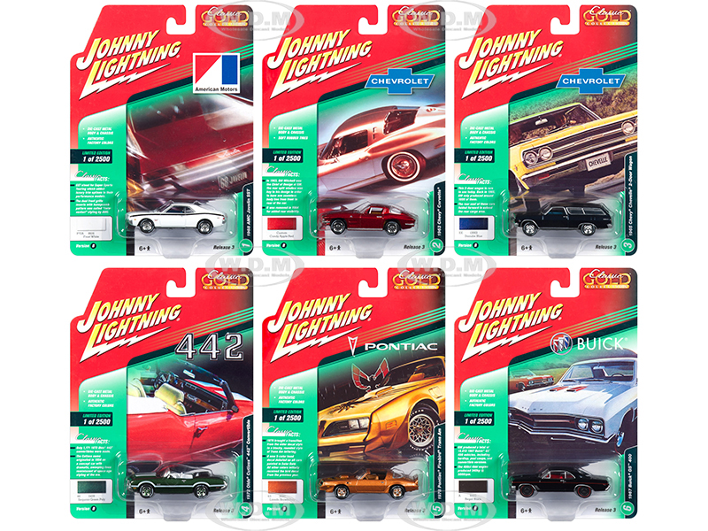 Classic Gold 2018 Release 3 Set B Of 6 Cars 1/64 Diecast Models By Johnny Lightning