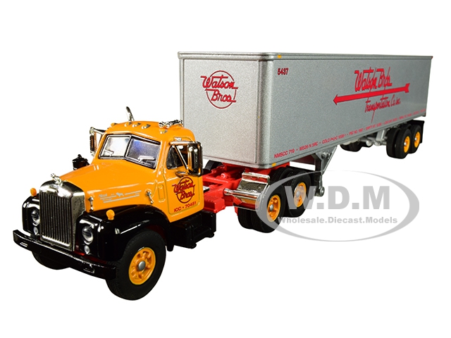 Image of Mack B-61 Day Cab with 40 Vintage Trailer "Watson Bros. Transportation" 29th in a "Fallen Flag Series" 1/64 Diecast Model by DCP/First Gear