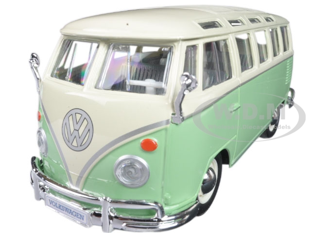 Volkswagen Van Samba Bus Green 1/25 Diecast Model Car By Maisto