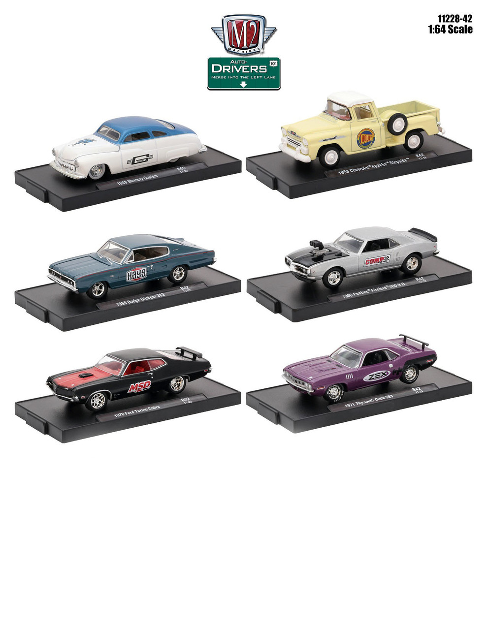 Drivers 6 Cars Set Release 42 In Blister Packs 1/64 Diecast Model Cars By M2 Machines