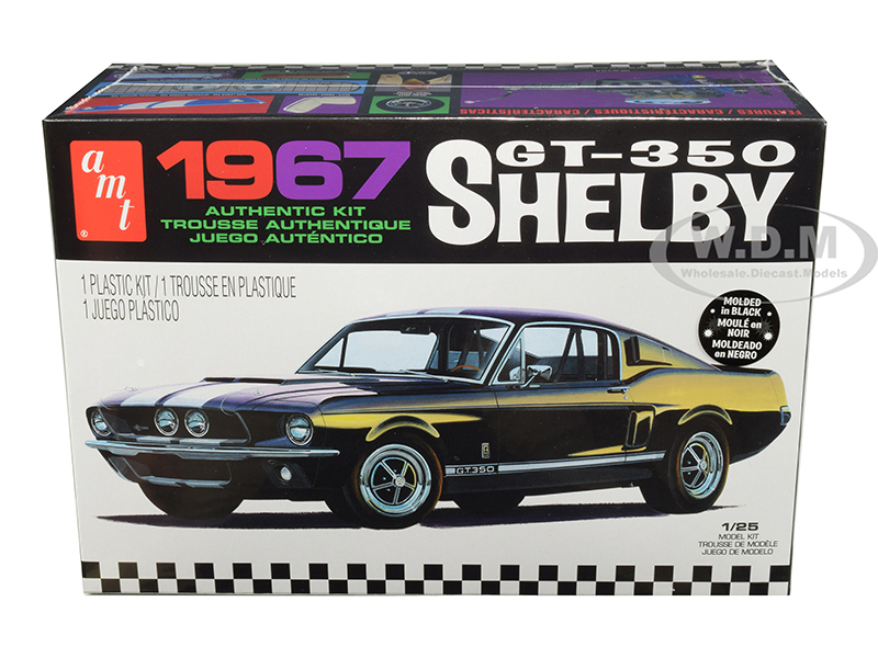 Skill 2 Model Kit 1967 Ford Mustang Shelby GT350 Black 1/25 Scale Model by AMT