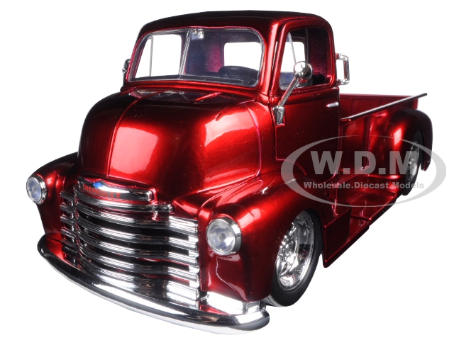 1952 Chevrolet Coe Pickup Truck Red With Chrome Wheels 1/24 Diecast Model By Jada
